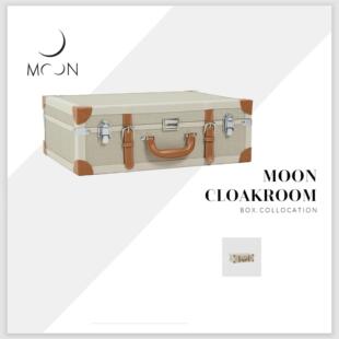 MOON慕空间样板房衣帽间收纳盒摆件米白棕色行李箱展厅装饰品道具