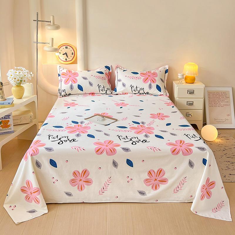 全棉磨毛床单单件秋冬加厚纯棉学生1.2米单人被单1.5 1.8m双人床