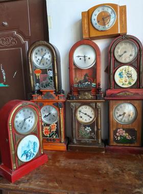 民俗怀旧老钟表旧挂钟80年代老式上弦北极星机械古董钟摆件老物件