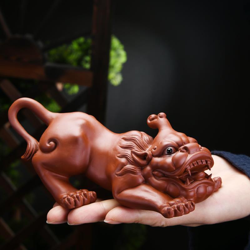紫砂茶宠可养茶宠摆件客厅大号招财貔貅功夫茶具迎接貔貅茶道配件