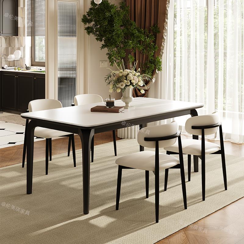 实木岩板餐桌椅组合2024新款现代简约小户型家用白蜡木吃饭桌子