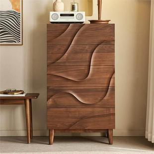 北欧Wabi 家庭卧室实木抽屉柜储物柜可移动家具实木橱柜 Sabi风格