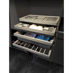 定制衣柜拉篮抽屉式皮质裤架家用衣帽间抽拉多功能皮革内衣首饰盒