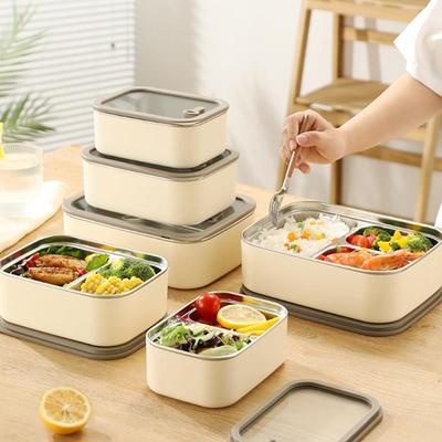 304不锈钢上班族800ML可拆卸便捷饭盒可微波加热便当盒密封保鲜盒