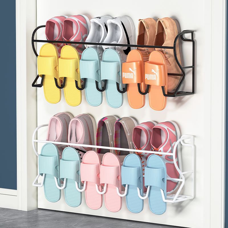 门后鞋架壁挂式宿舍门上简易门口免打孔浴室墙上置物鞋子收纳神器