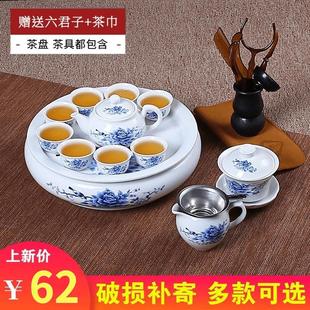 潮汕功夫茶具小型泡茶家用白瓷茶壶茶杯现代简约陶瓷茶盘 茶具套装