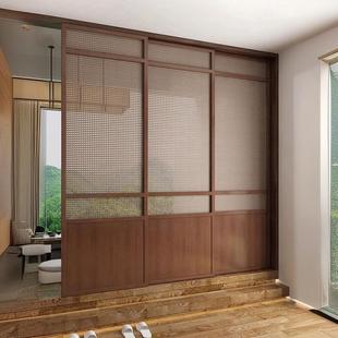 实木藤编门衣柜门家用小户型卧室法式 储物门衣帽间门 复古藤编日式