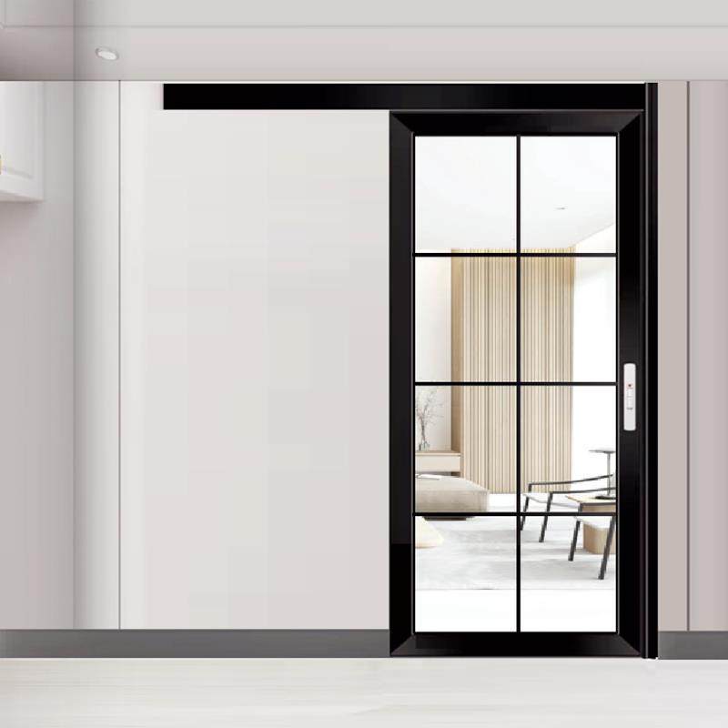 厨房单轨单扇吊趟门卫生间推拉门阳台隔断钛镁铝合金双层钢化玻璃