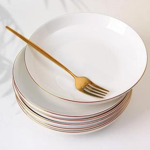 白色2024新款 陶瓷家用碗5寸特别好看 高级感轻奢金边饭碗面碗