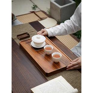胡桃木茶盘高端家用排水简约办公室茶海功夫整块实木小型干泡茶台