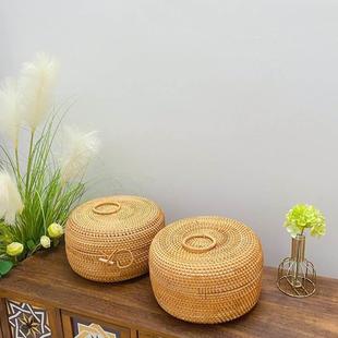 收纳筐越南桌面编织家用客厅零食竹编馒头筐 藤编水果干果篮子日式
