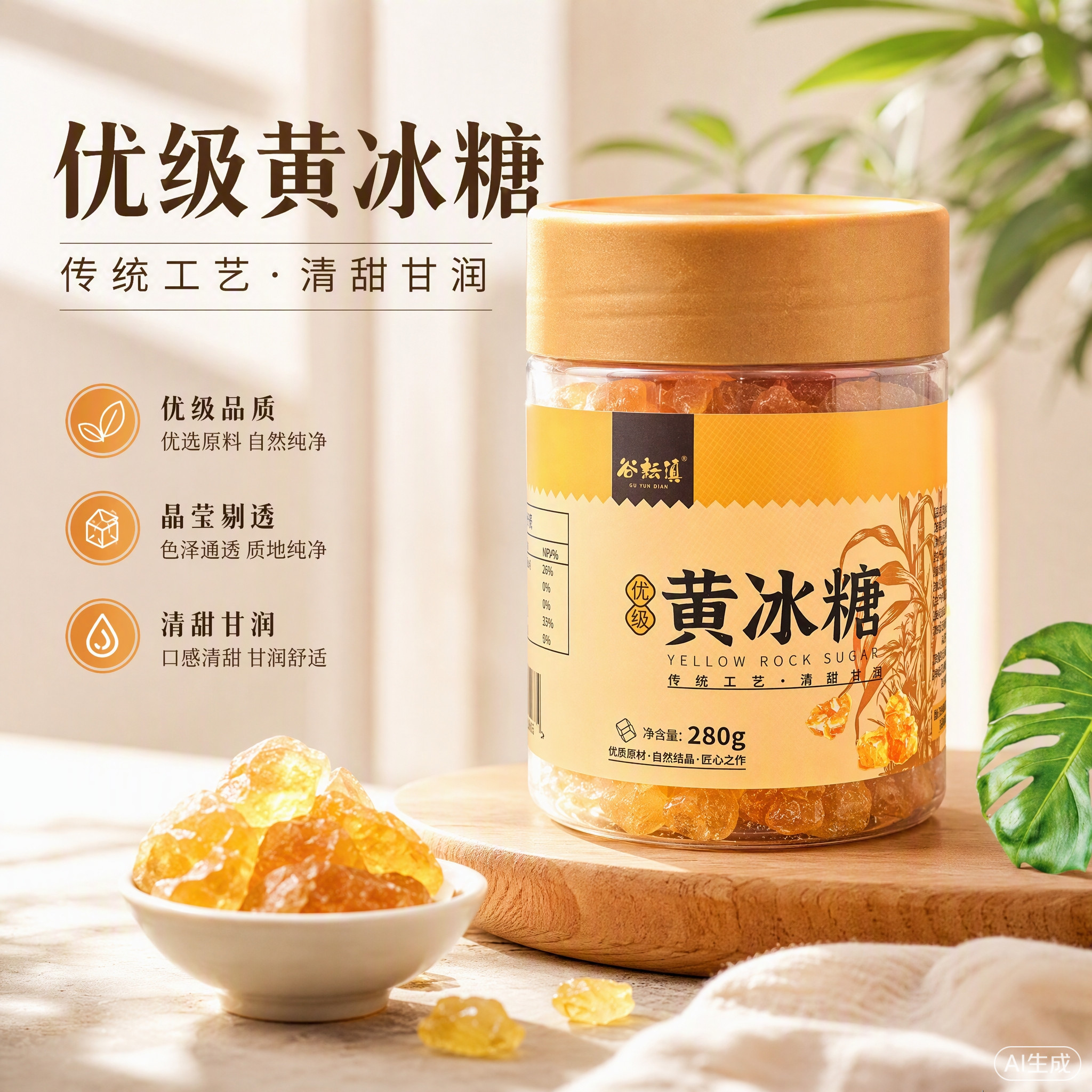 云南黄冰糖小粒优级甘蔗土冰糖