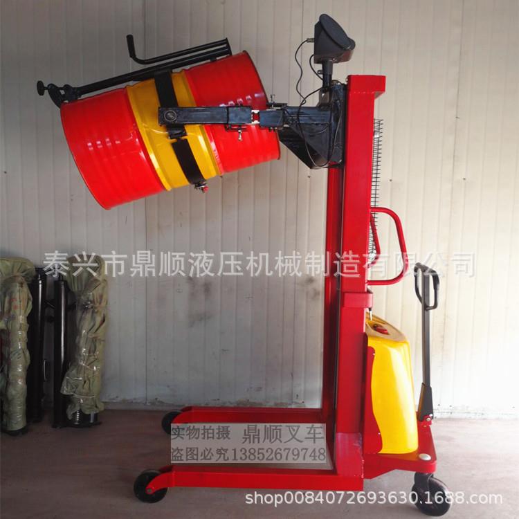 厂家直半电动油桶堆高车半电动翻转倒料车油桶搬运升高车