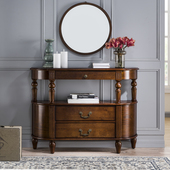 美式 全实木艺术田园轻奢玄关柜入户储物走廊餐边柜门厅靠墙玄关桌