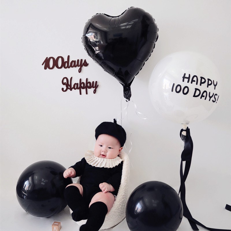 龙宝宝满月30天气球装饰百天百日简约家庭场景背景墙布置波波球贴