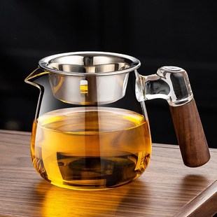加厚玻璃胡桃木公道杯茶漏耐热家用分茶器倒茶杯过滤功夫茶具