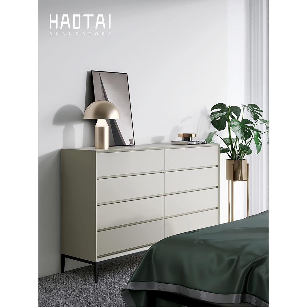 意式极简烤漆八斗柜现代客厅实木餐边柜卧室床尾收纳抽屉玄关柜子
