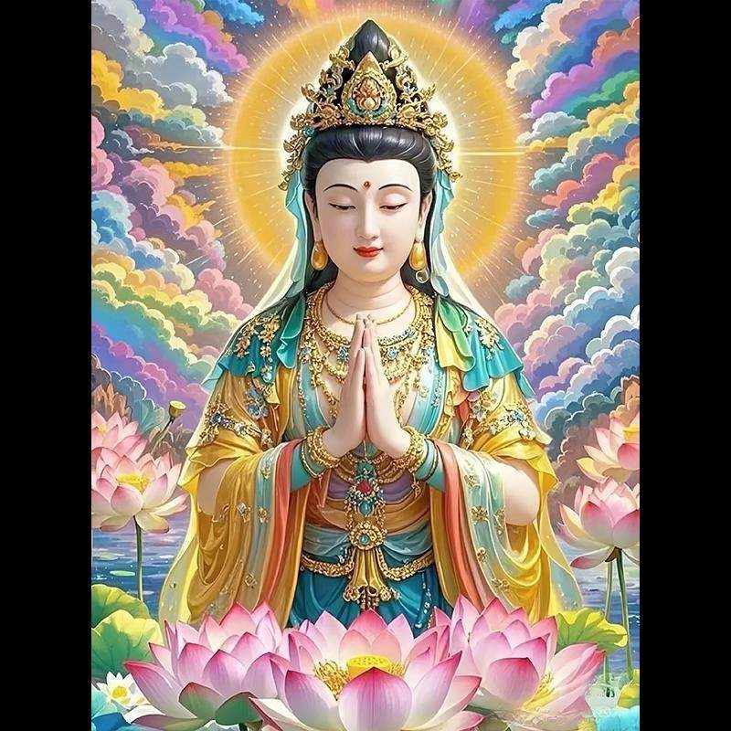 超画算带框钻石画满钻方钻手工贴钻十字绣客厅玄关竖版新款佛像观,居家布艺,十字绣套件,淘宝优惠券,粉丝福利购,淘宝优惠卷