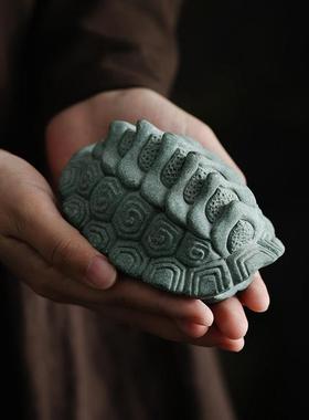 锦山堂青砂石乌龟富甲一方茶宠鱼缸造景创意国风中式桌面装饰摆件