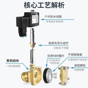 水阀气阀4分220v12v24大流量电磁控制阀 高压电磁阀常闭黄铜先导式
