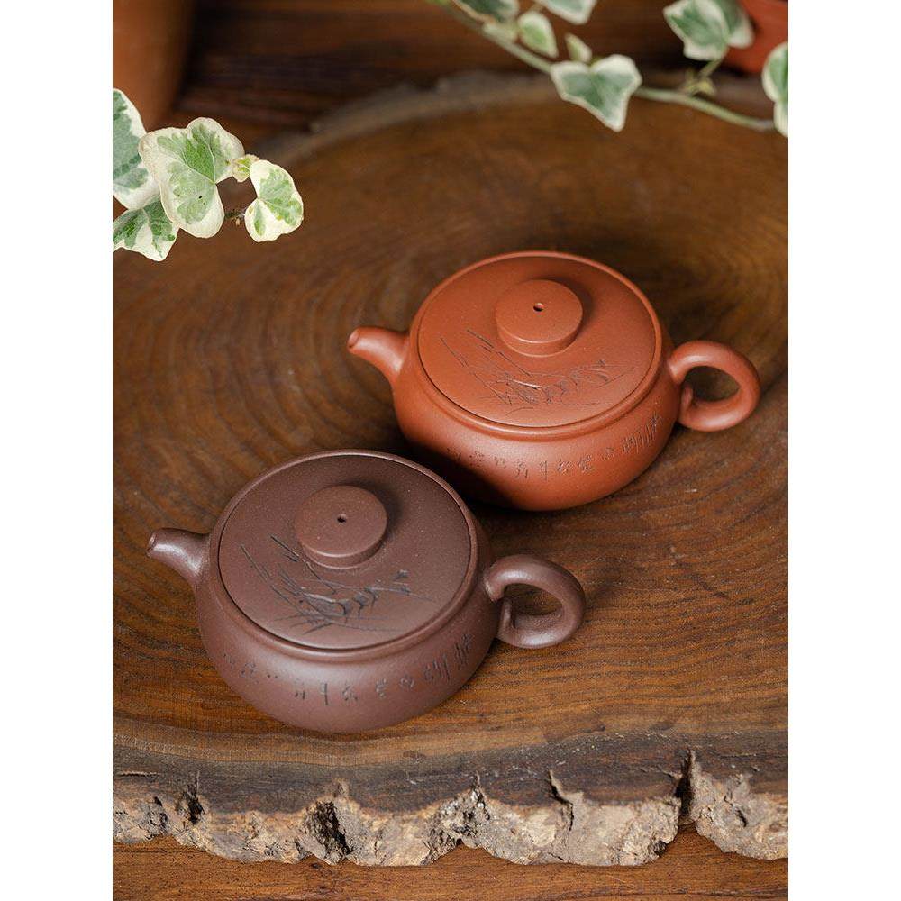 宜兴手工雕刻周婷朱泥壶紫砂壶 紫泥壶小容量大敞口功夫茶具茶壶,餐饮具,茶壶,淘宝优惠券,粉丝福利购,淘宝优惠卷