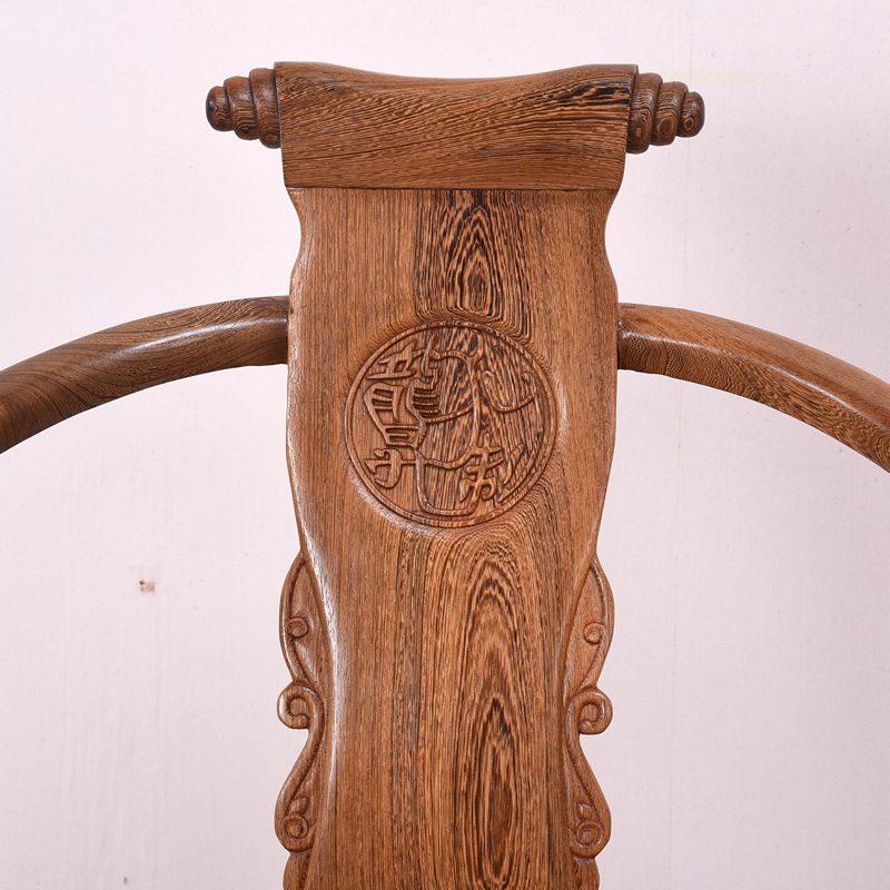 鸡翅木圈椅红木茶椅中式实木太师椅仿古卷书椅围椅茶桌椅子主人椅