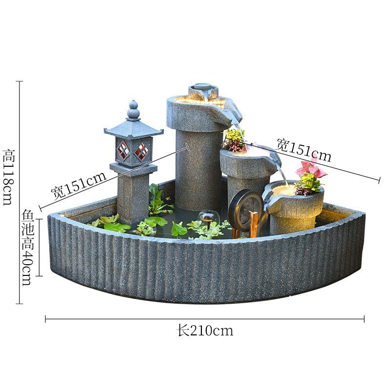 户外假山流水喷泉落地摆件田园造景观F庭院别墅阳台装饰养鱼循环