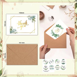 尤加利叶绿色植物感谢卡片信封套装Thank YoDu Card with Envelop