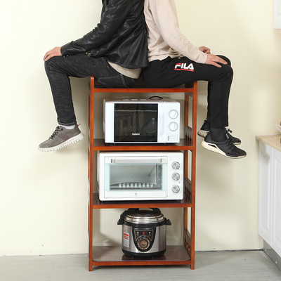 厨房置物架实木多层落地微波炉烤箱架子木质锅具收纳架家用储物柜