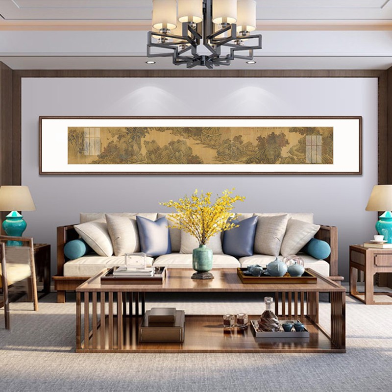 新中式客厅装饰画沙发背景墙国画山水风景壁画茶室办公室字画挂画