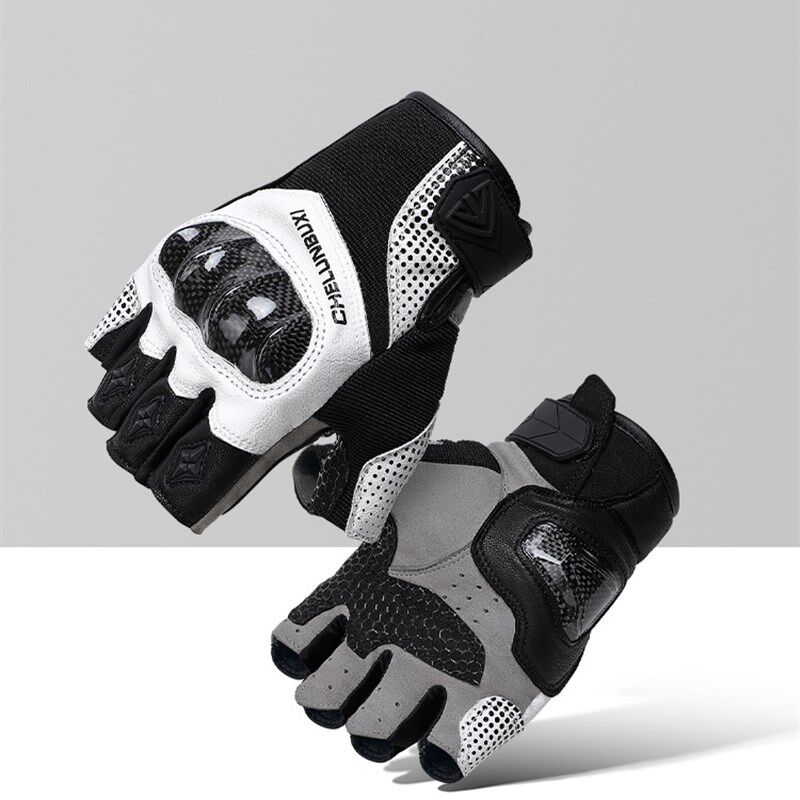 车轮不息摩托车手套夏季半指碳纤维防摔透气手套机车装备骑行手套