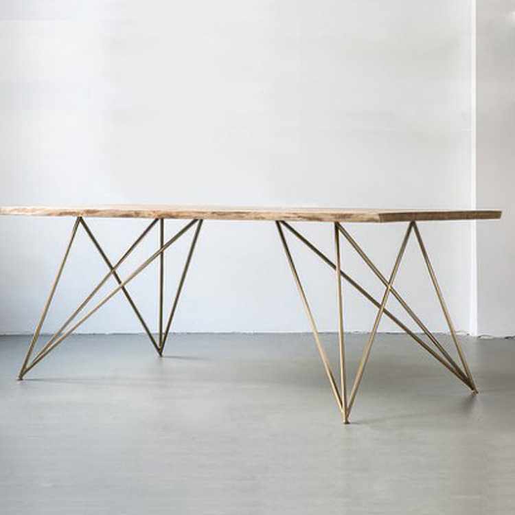 北欧实木职员办公桌 简约铁艺员工洽谈书桌铁艺实木办公桌椅4人位