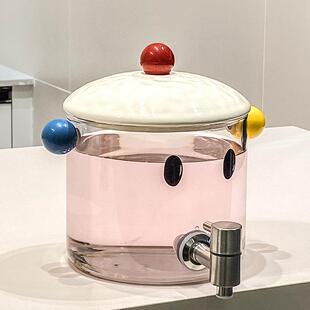 随玻璃0桶冷壶耐高温凉水壶家大容量水饮料沐桶带龙头用可放冰箱