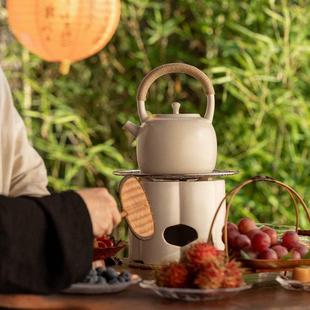 提梁茶壶家用室中内外式 落笙围炉煮茶烤火炉全套ZHT户装 白煮泥炉