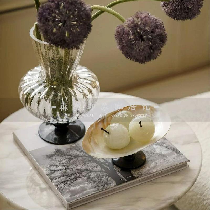 现代轻奢样板间售楼处茶几玻璃花器摆件搭配软装饰品花器组合搭配