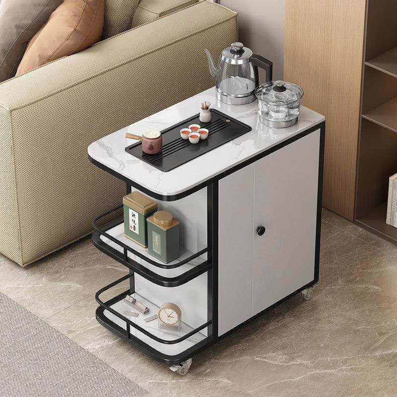茶桌烧水壶一体嵌入式移动岩板沙发边柜侧边几家用小茶台自动上水