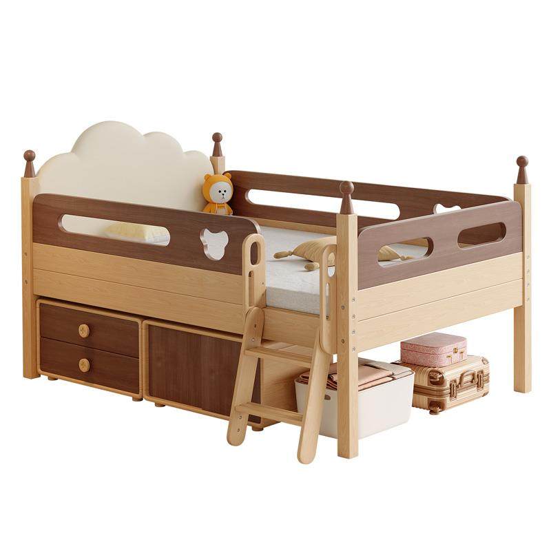 儿童床树屋床半高床带护栏实木男孩女孩攀爬带滑梯公主储物帐篷床