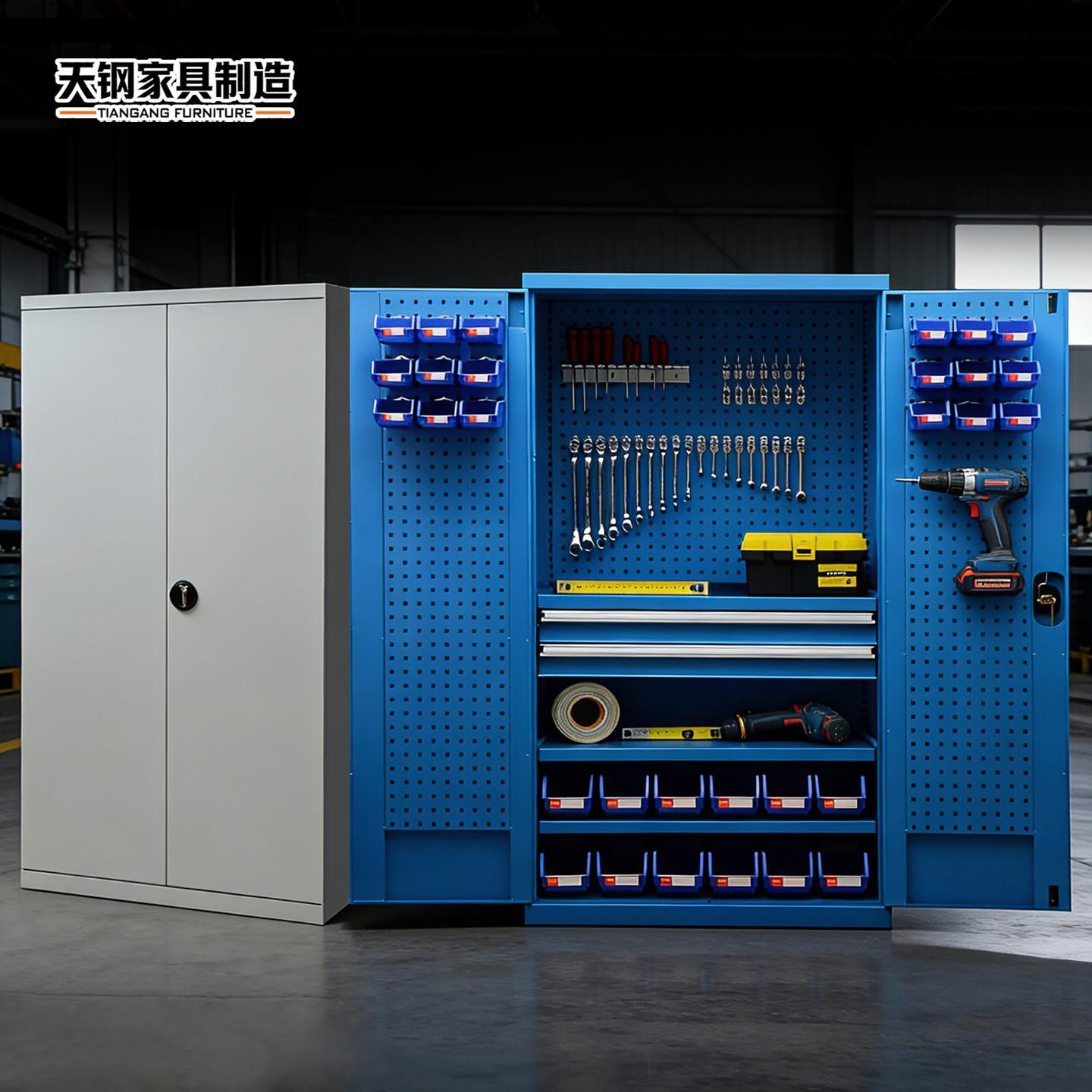 天钢重型双开门工具柜 加厚铁皮五金储物柜 车间工具收纳架