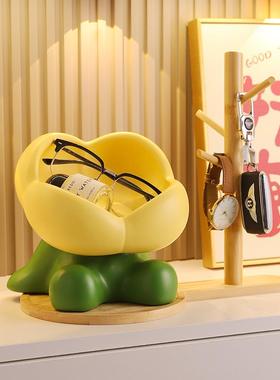 花朵入户玄关放钥匙收纳摆件进门口客厅鞋柜家居装饰品置物架托盘