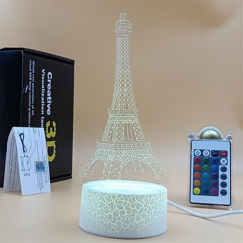 创意3d小夜灯床头睡眠卧室小台灯ins裂纹氛围灯发光灯座夜光