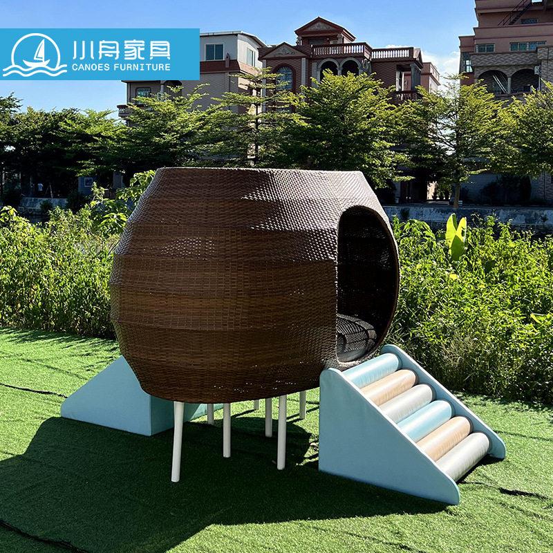 户22-7-27-外店床躺床鸟发笼床藤艺沙床藤编酒度大假沙滩床吊床躺