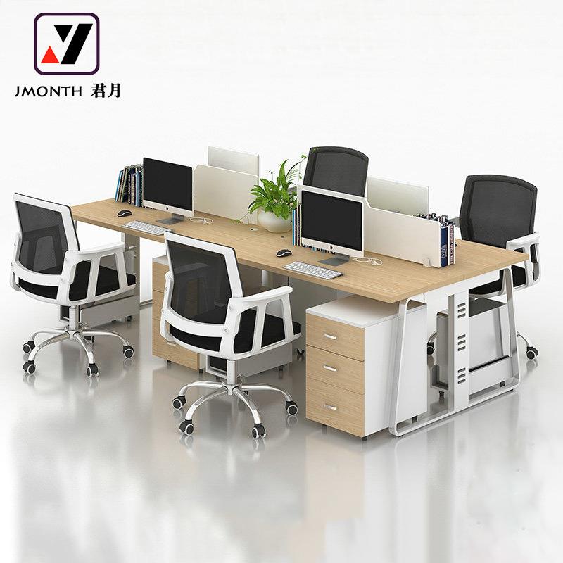 现代办电家公桌椅组办公家具2人位合脑桌办公屏风6JY-24人位员工