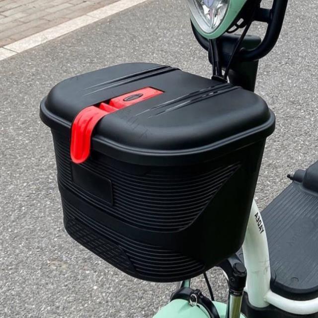 电动车前置物箱新日适用自行车储物箱神器置物兜防水锁车筐加大摩