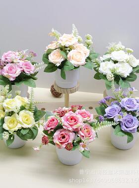 仿真花假花摆设干花花束客厅餐桌花摆花装饰花小茶几绿植花艺摆件