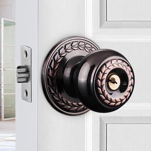 球形锁门锁室内房门木门卧室球锁卫生间老式红古铜球型斜舌球门锁