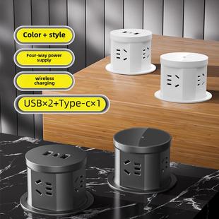 国际电工气动升降插座隐藏嵌入式台面桌面岛台五孔电源排查无线充