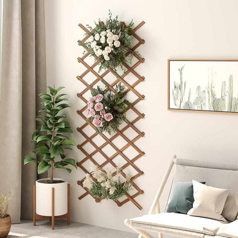 壁挂花架挂墙爬藤花架木栅栏木网格木篱笆木拉网片花架防腐木