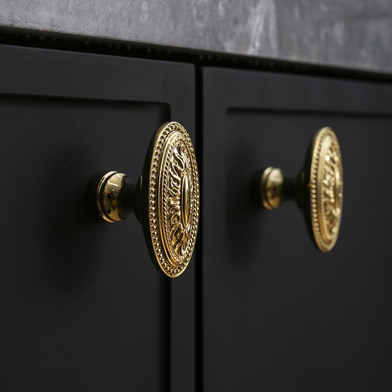 indoors欧式纯铜金银色抽屉单孔覆古拉手法式轻奢鞋柜?具车门把手