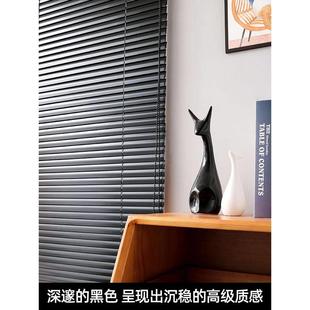 黑色铝百叶窗帘免打孔卫生间浴室厕所窗户防水遮挡升降卷拉帘