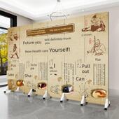 养生之道 可折叠移动抠 美容沙龙会所 屏风隔断 中医养生中心